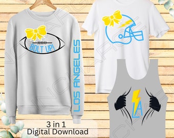 LA Chargers Football Themed SVG, PNG & Pdf Digital Product | Bolt Up Downloadable Files | Los Angeles Sports | Diy Bolt City Tshirt