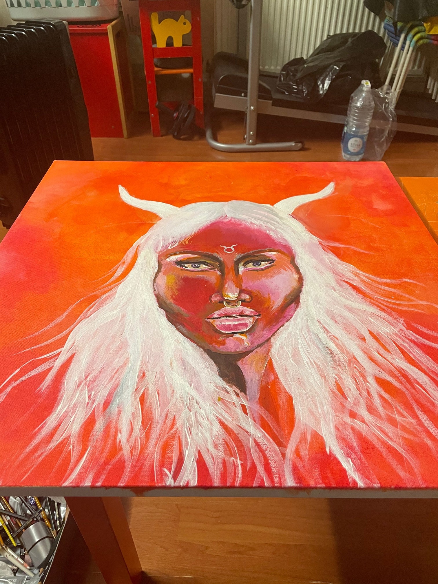 Large Taurus Zodiac Art Painting Hand-painted | Etsy