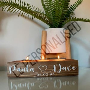 Bespoke personalised wooden tealight holder 3/5 holes