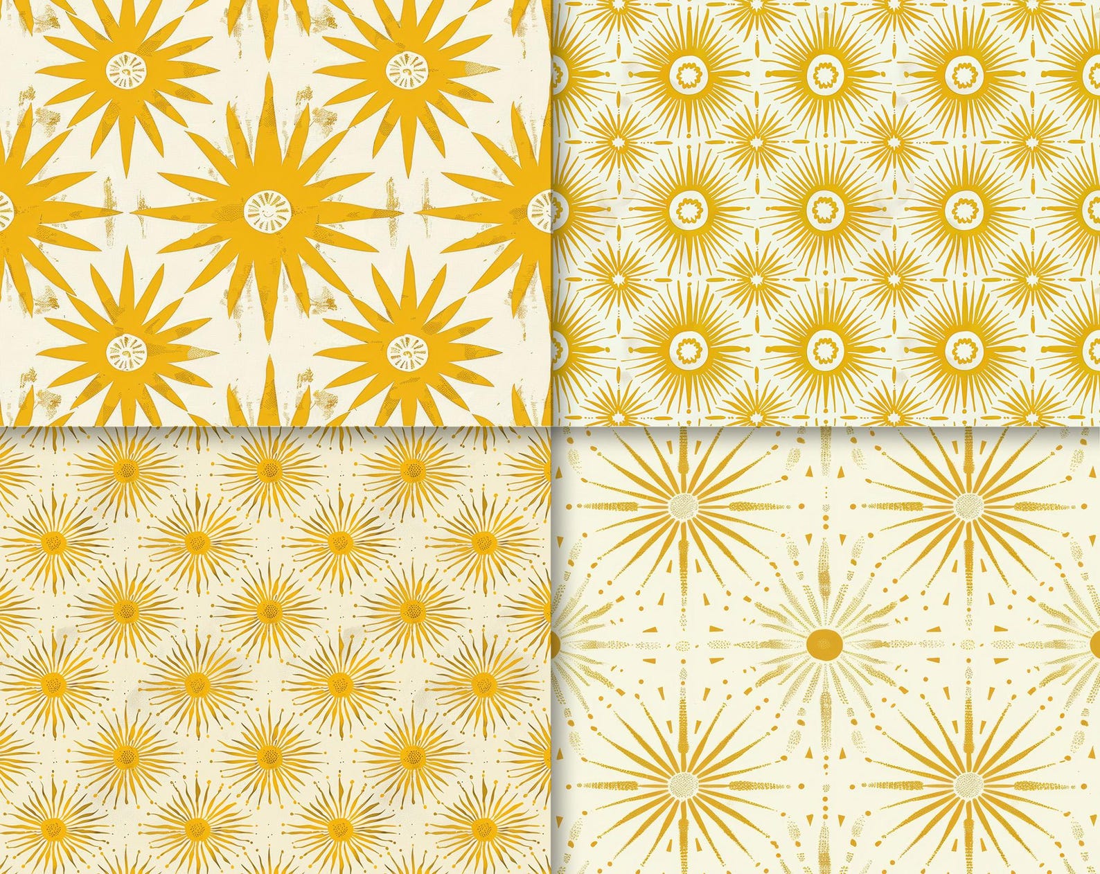 12 Seamless Sun Patterns | Sunshine Digital Paper | Instant Download ...