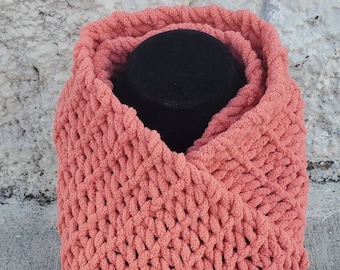 Basic soft red bulky-knit scarf (hand knit)