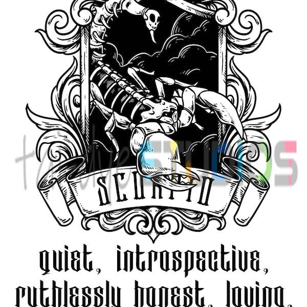 Scorpio Astrological Sign Attributes DIGITAL DOWNLOAD PNG