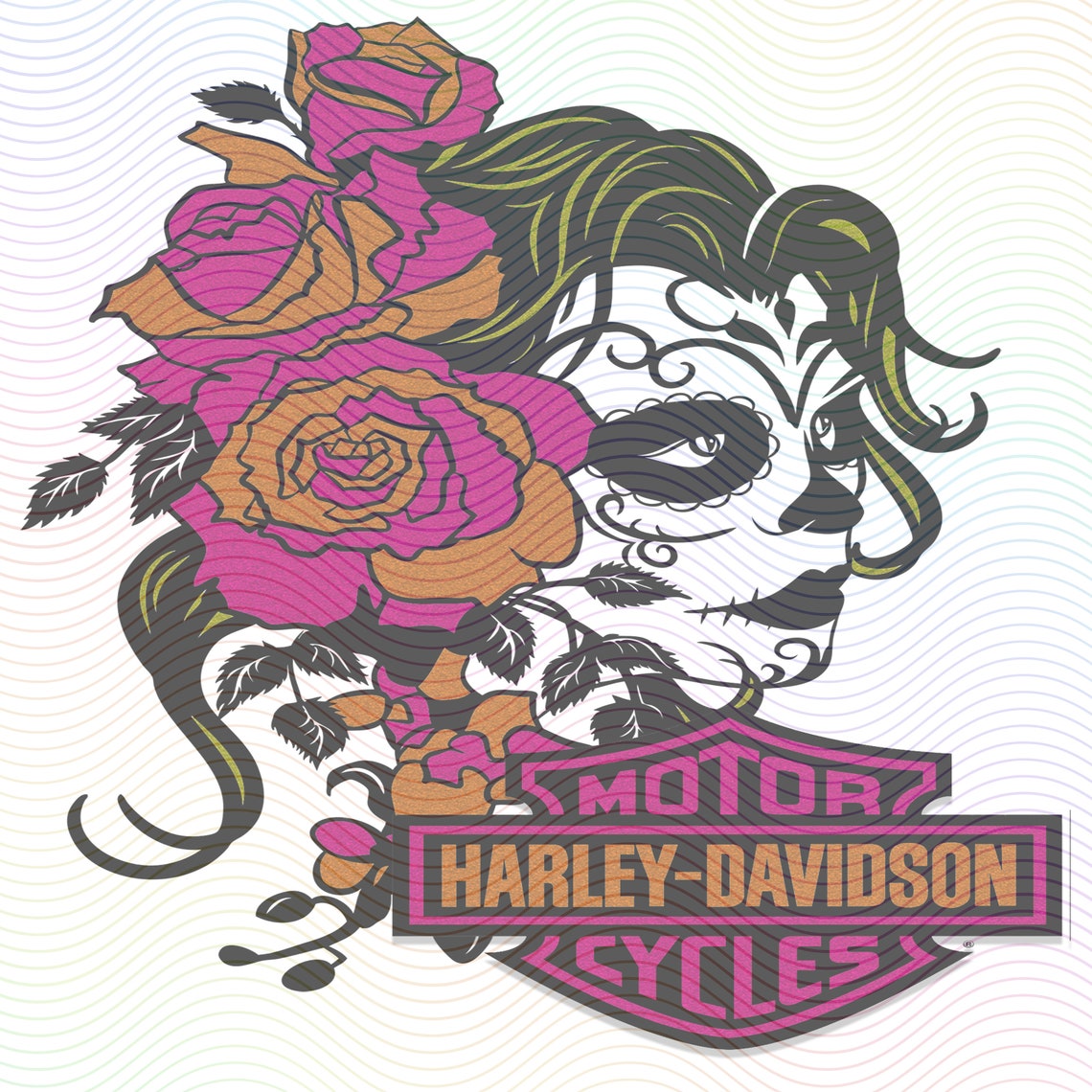 Sugar Skull Harley Girl PNG Sublimation DTF Digital Download - Etsy