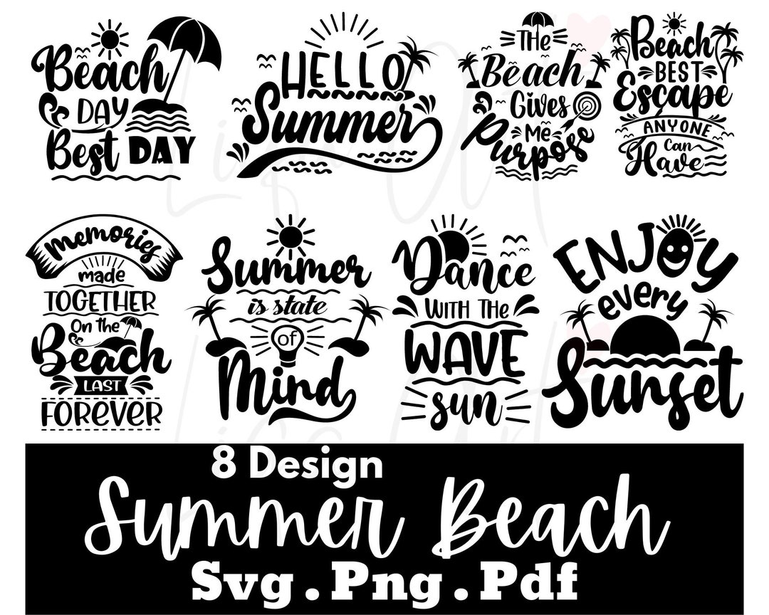Summer Beach Quotes SVG Bundle, Summertime Designs (digital Download ...
