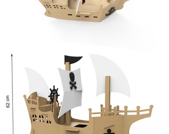 DIY Cardboard Pirate Ship Toy Blueprints: Large Mini-Figure Ship (Digital  Download)