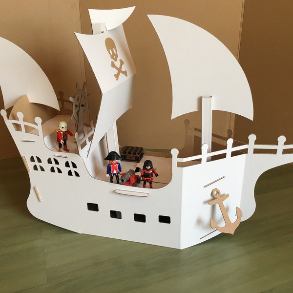 Planos de barco pirata DIY barco de cartón de juguete Barco grande para minifiguras