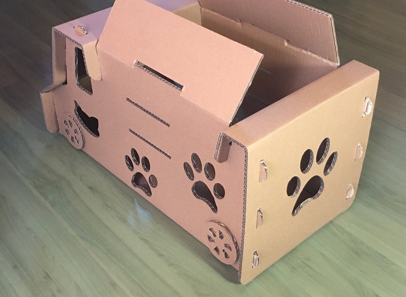 Blueprints for cardboard foldable eco-friendly pet carrier/house Cat house Pet carrier Cardboard pet kennel image 2