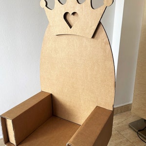 Planos para trono de cartón DIY juguete de cartón trono real silla de reina silla de rey para niños