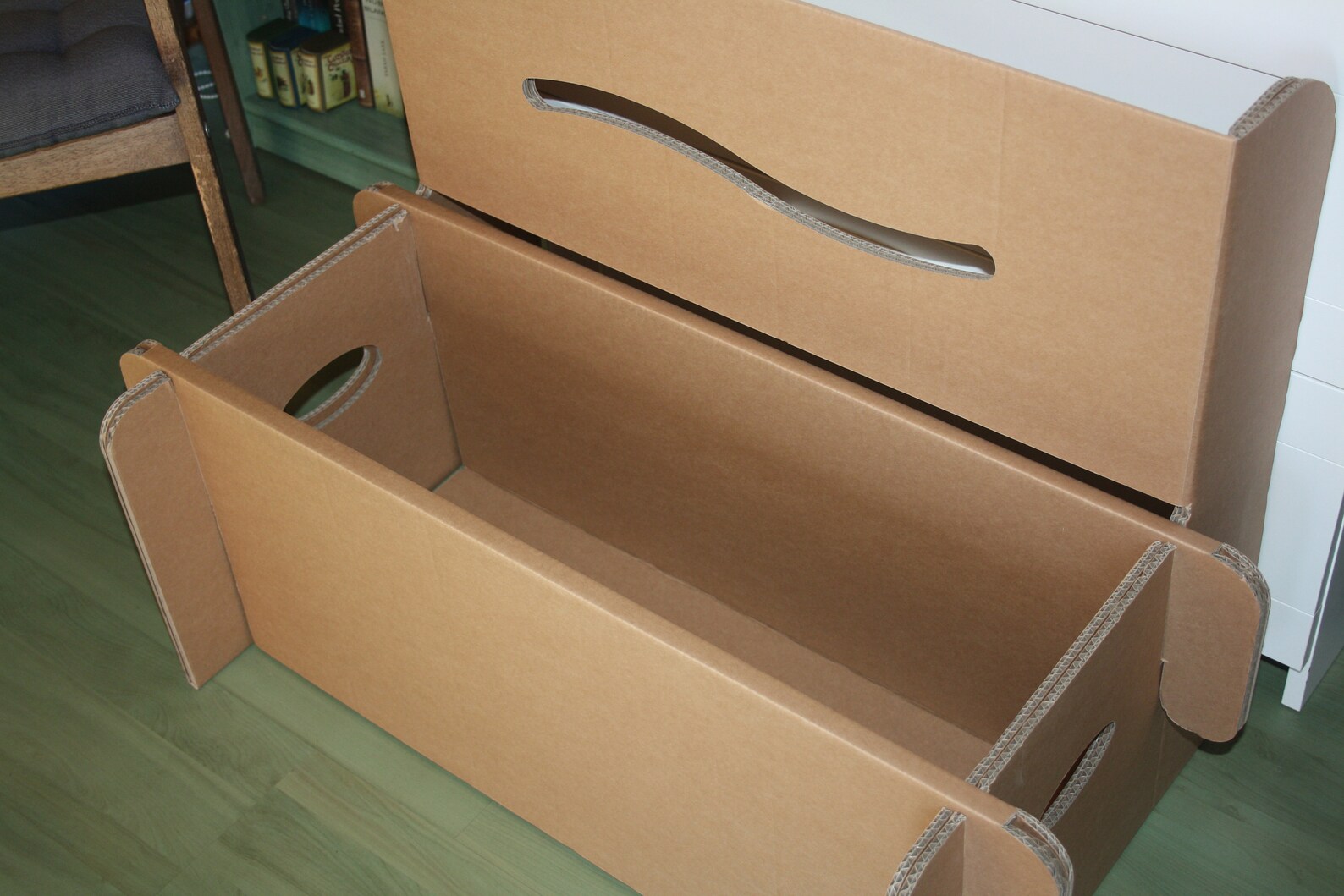 Cardboard Bench With Storage Space Carboard Trunk Furniture Etsy