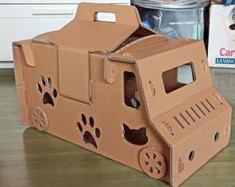 Blueprints for cardboard foldable eco-friendly pet carrier/house Cat house Pet carrier Cardboard pet kennel