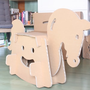 Blueprints for cardboard rocking horse for toddler image 1