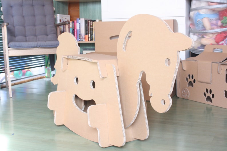 Blueprints for cardboard rocking horse for toddler image 1