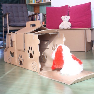 Blueprints for cardboard foldable eco-friendly pet carrier/house Cat house Pet carrier Cardboard pet kennel image 3