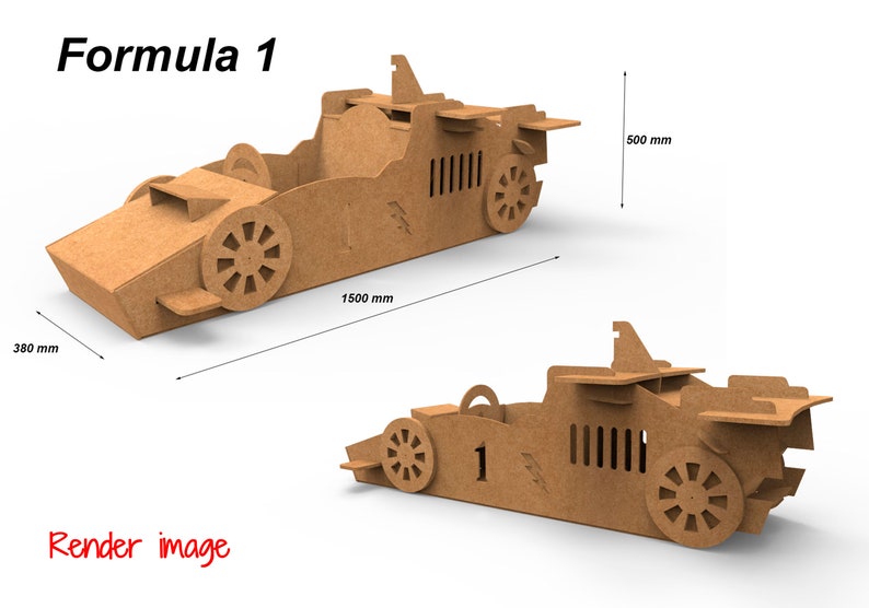 Plans pour voiture de course en carton Voiture F1 Jouet en carton DIY image 4