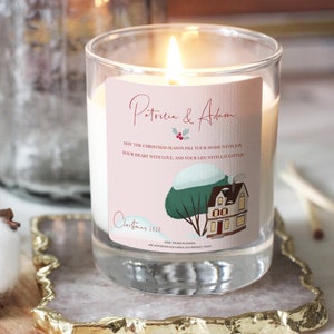 Personalised Christmas Candle, Housewarming gift, Personalised Christmas Gift For Her, Couple Gift, Festive Holiday Candle, Christmas decor
