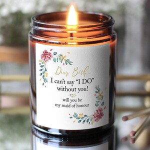 Maid Of Honour Proposal Gift, Will You Be My Maid Of Honour, Bridesmaid Proposal Gift, Personalised Maid Of Honour Gift, Personalised Candle
