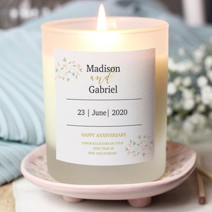 First Wedding Anniversary Gift For Daughter and Son-In-Law, Gift For Son and Daughter-In-Law, Personalised Candle, Anniversary Candle Gift