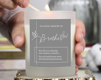 Brother Remembrance Candle, In Memory Of Brother Candle, Brother Loss Gift, Memorial Candle, Sympathy Bereavement Gift, Condolence Candle