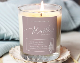 Mum Remembrance Candle, In Memory Of Mum Candle, Sympathy Candle Gift, Bereavement Gift, Condolence Candle, Memorial Gift, Mum Loss Candle