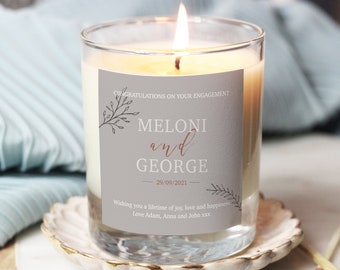 Engagement Candle For Best Friend | Sister | Daughter & Son In Law, Personalised Engagement Gift, Congratulations Engagement Candle