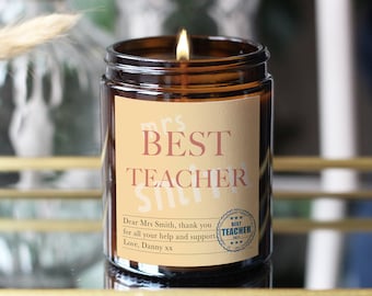 Teacher Appreciation Gift, Personalised Thank You Teacher Gift, Personalised End Of Term Teacher Gift Candle, Best Teacher Gift, Candle Gift