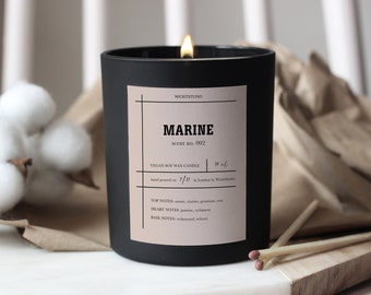 MARINE Soy Candle, Spring Summer Scented Candle, Fresh Floral Scented Large 10.5oz Candle, Vegan Candle, Luxury Candle, Gift For Her or Him