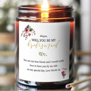Bridesmaid Proposal Candle, Will You Be My Bridesmaid Candle, Personalised Bridesmaid Gift, Personalised Maid Of Honour Proposal Gift