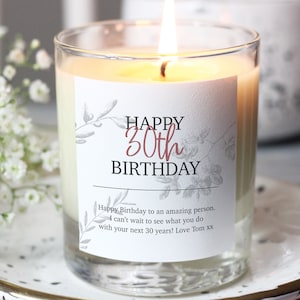 Personalised 30th Birthday Candle, Personalised 30th Birthday Gift For Her, 30th Birthday Gift For Friend, Gift For Sister, Milestone Gift
