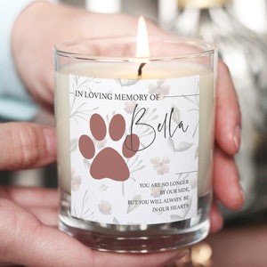 Personalised Pet Loss Candle, Pet Memorial Candle, Dog or Cat Loss Gift, Pet Remembrance Candle, In Memory of Cat | In Memory of Dog Candle