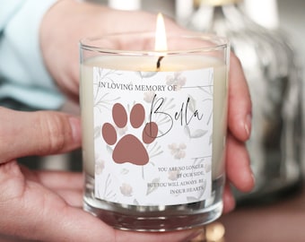 Personalised Pet Loss Candle, Pet Memorial Candle, Dog or Cat Loss Gift, Pet Remembrance Candle, In Memory of Cat | In Memory of Dog Candle