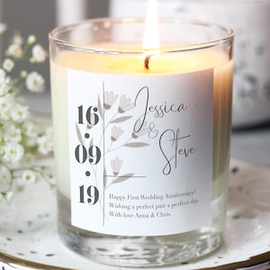 Personalised Wedding Date Candle, Couple Anniversary Gift, Custom First Wedding Anniversary Candle For Wife | Friend | Sister | Daughter