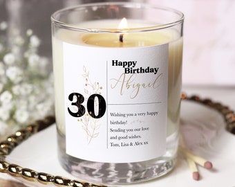 Personalised 30th Birthday Candle, Best Friend 30th Birthday Candle, Unique 30th Birthday Candle For Daughter | Sister | Girlfriend | Wife