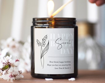 Birth Month Flower Candle, Personalised Birthday Candle Gift, Birthday Gift For Girlfriend, Best Friend, Mum, Sister, Nana, Aunty, Wife