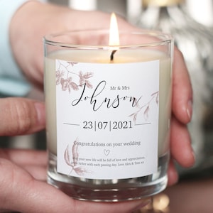 Personalised Wedding Candle, Wedding Gift For Sister | Best Friend,  Congratulations New Mr And Mrs Candle Gift, Wedding Candle For Bride