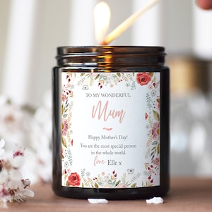 Mothers Day Candle Gift, Candle Gift For Mum, Personalised Mothers Day Candle, Floral Custom Candle For Mum, First Mothers Day  Candle Gift