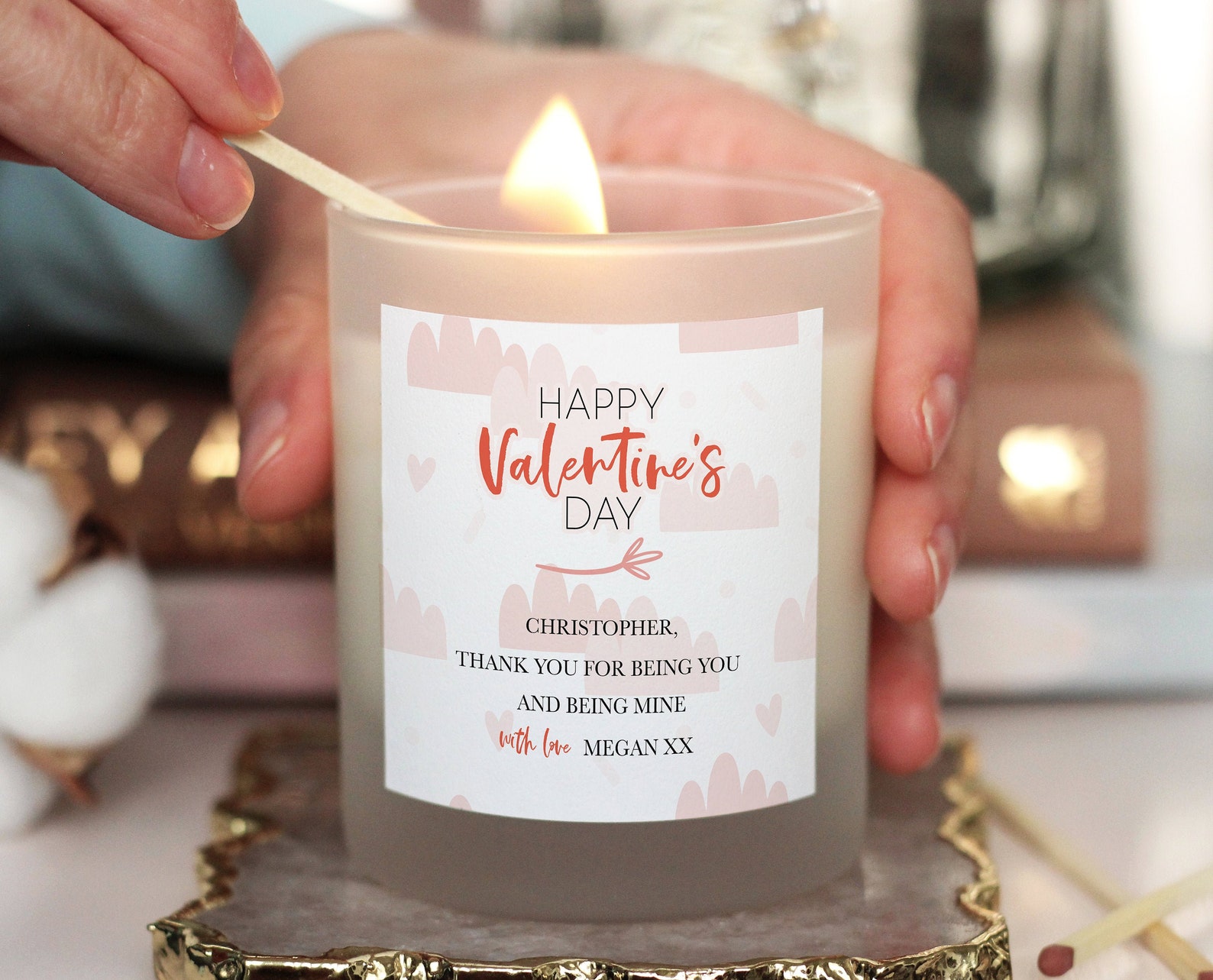 Valentines Day Gift Valentines Day Candle Personalised Gift | Etsy