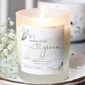 Mother Of The Groom Candle, Personalised Step Mother / Mother Of The Groom Gift, Gift For Mum On My Wedding Day, Parents Of The Groom Gift