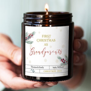 First Christmas As Grandparents Candle, First Christmas As Grandparents Personalised Gift, New Grandparents Christmas Gift, Nana / Grandad