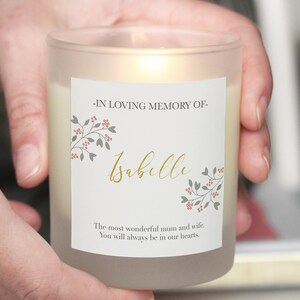 Personalised Memorial Candle, In Memory Of Mum | Nana | Dad | Grandad | Sister | Brother Candle, Friend Bereavement Candle, Sympathy Gift