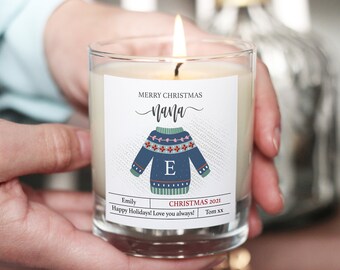 Nana Christmas Candle Gift, Personalised Christmas Candle For Nana / Granny, Personalised Christmas Jumper Candle, Grandma Christmas Present