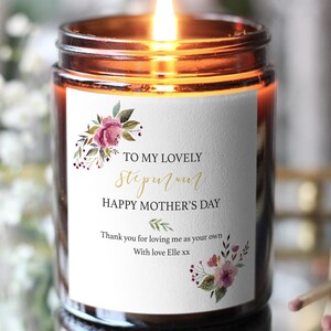 Step Mum Mother&#39;s Day Gift, Gift For Step Mum, Mothers Day Candle, Personalised Gift For Step Mum, Candle For Step Mum, Stepmother Gift