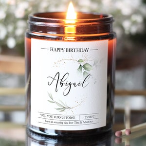 Personalised Birthday Candle, 18th, 21st, 30th, 40th, 50th, 60th, 70th Birthday Candle, Birthday Gift For Mum, Grandma, Sister, Wife, Friend