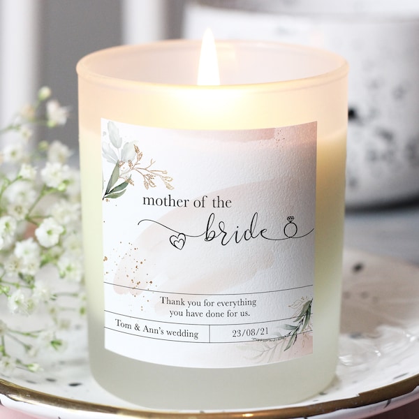 Personalised Mother Of The Bride Gift, Mother Of The Bride Candle, Mum Wedding Gift From Daughter, Wedding Gift For Parents, Thank You Mum