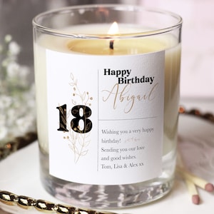 Personalised 18th Birthday Candle, 18th Birthday Gift For Daughter | Sister | Granddaughter | Girlfriend, Best Friend 18th Birthday Candle