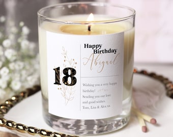 Personalised 18th Birthday Candle, 18th Birthday Gift For Daughter | Sister | Granddaughter | Girlfriend, Best Friend 18th Birthday Candle