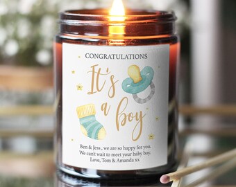 Personalised New Parents Candle, Newborn Baby Boy Gift, New Mum and Dad Candle, First Time Parents Congratulations Gift, New Parents Gift