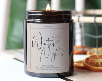 COSY WINTER NIGHTS Soy Candle, Winter Scented Candle, Hygge Candle Gift, Winter Home Decor, Christmas Gift For Her, Cold Months Soy Candle