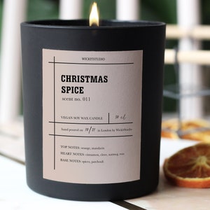 CHRISTMAS SPICE Soy Candle, Christmas Candle, Christmas Gift For Him Or Her,Fall / Winter Candles, Hygge Candle, Large 10.5oz Vegan Candle