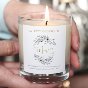 Memorial Candle for Mum | Nana | Dad | Sister | Brother, Custom Condolences Gift, Remembrance Candle, In Memory Candle, Bereavement Gift