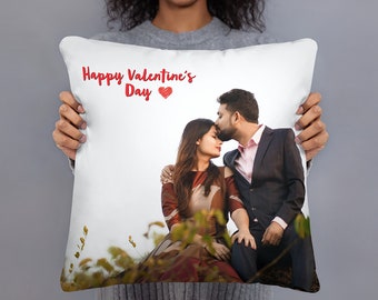 Custom Couple Photo Pillow, Personalized Valentine's Day Gift